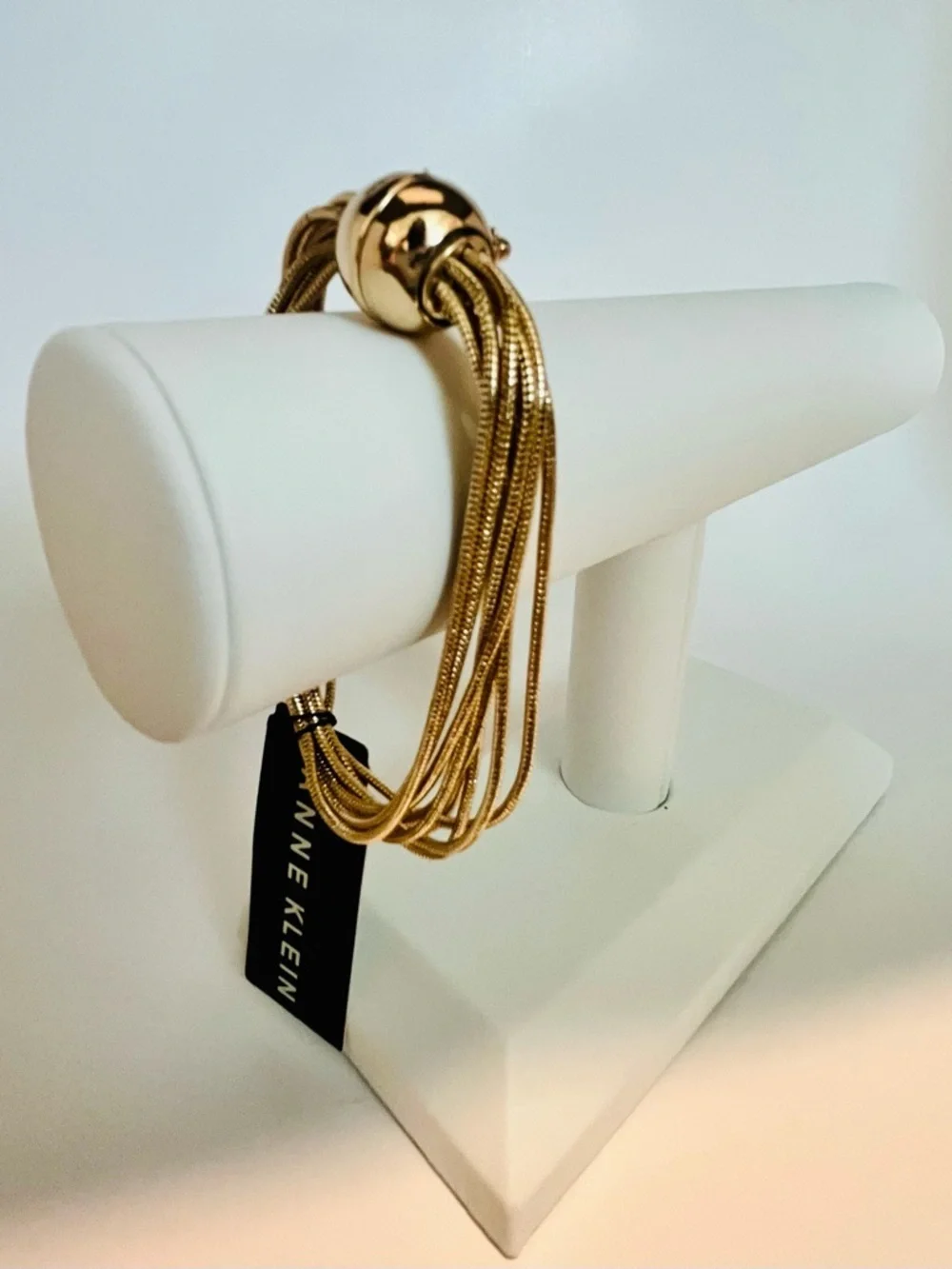 Anne Klein Gold-Tone Multirow Dome Magnetic Closure Statement Bracelet